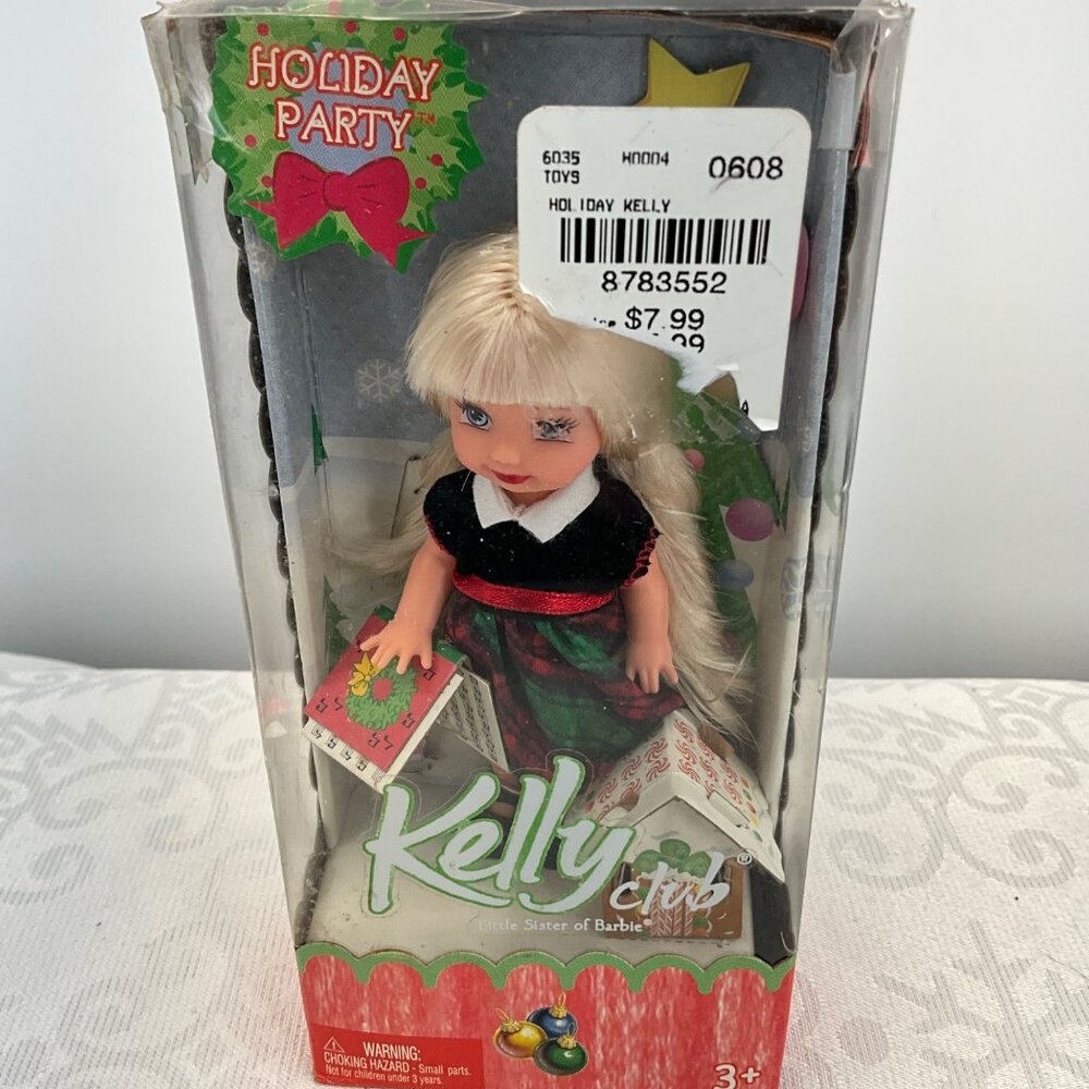 Holiday Party Kelly Doll Ornament Plaid Dress